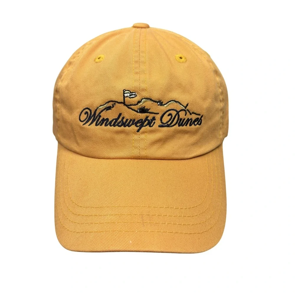 Windswept Dunes Hat Cap Strap Back Yellow Embroidered Golf Course Mens Imperial
